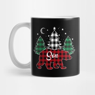 Son Bear Buffalo Red Plaid Matching Family Christmas Mug